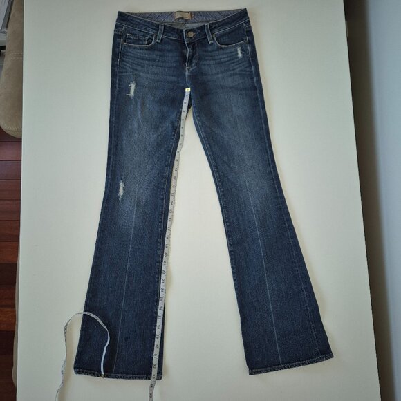 Blue Straight Leg Jeans with Distressed Details and Fading - Picture 7 of 7